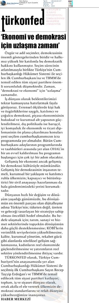 TÜRKONFED 24 Haziran Cumhurbaskanligi Hukumet Sistemi Ve Milletvekilligi Secimleri Aciklamasi - 2