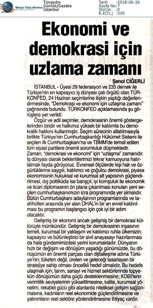 TÜRKONFED 24 Haziran Cumhurbaskanligi Hukumet Sistemi Ve Milletvekilligi Secimleri Aciklamasi - 5