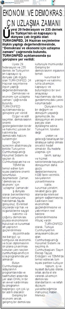 TÜRKONFED 24 Haziran Cumhurbaskanligi Hukumet Sistemi Ve Milletvekilligi Secimleri Aciklamasi - 9