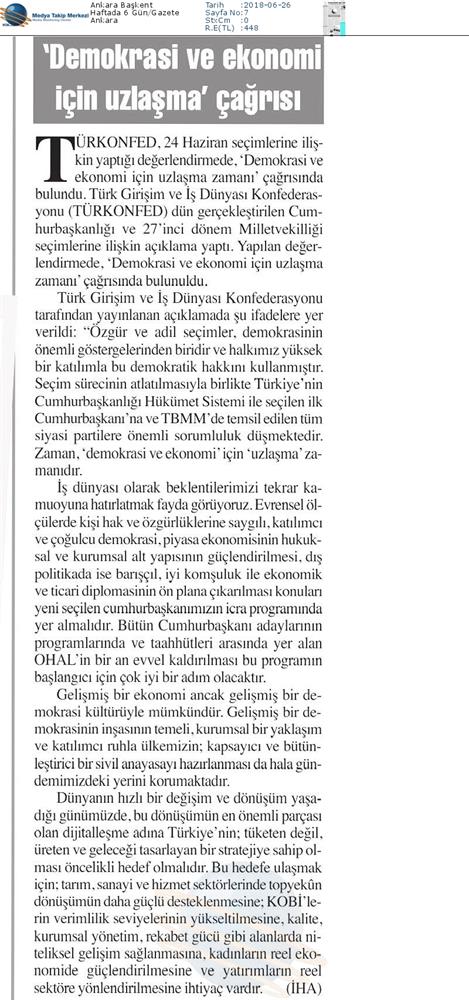 TÜRKONFED 24 Haziran Cumhurbaskanligi Hukumet Sistemi Ve Milletvekilligi Secimleri Aciklamasi - 16