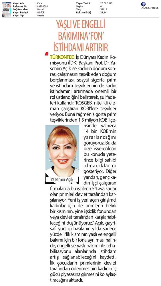 TÜRKONFED 3 Is Dunyasinda Kadin Raporu Ii Faz Basin Bulteni Medya Yansimalari 20 Agustos 2017 - 10