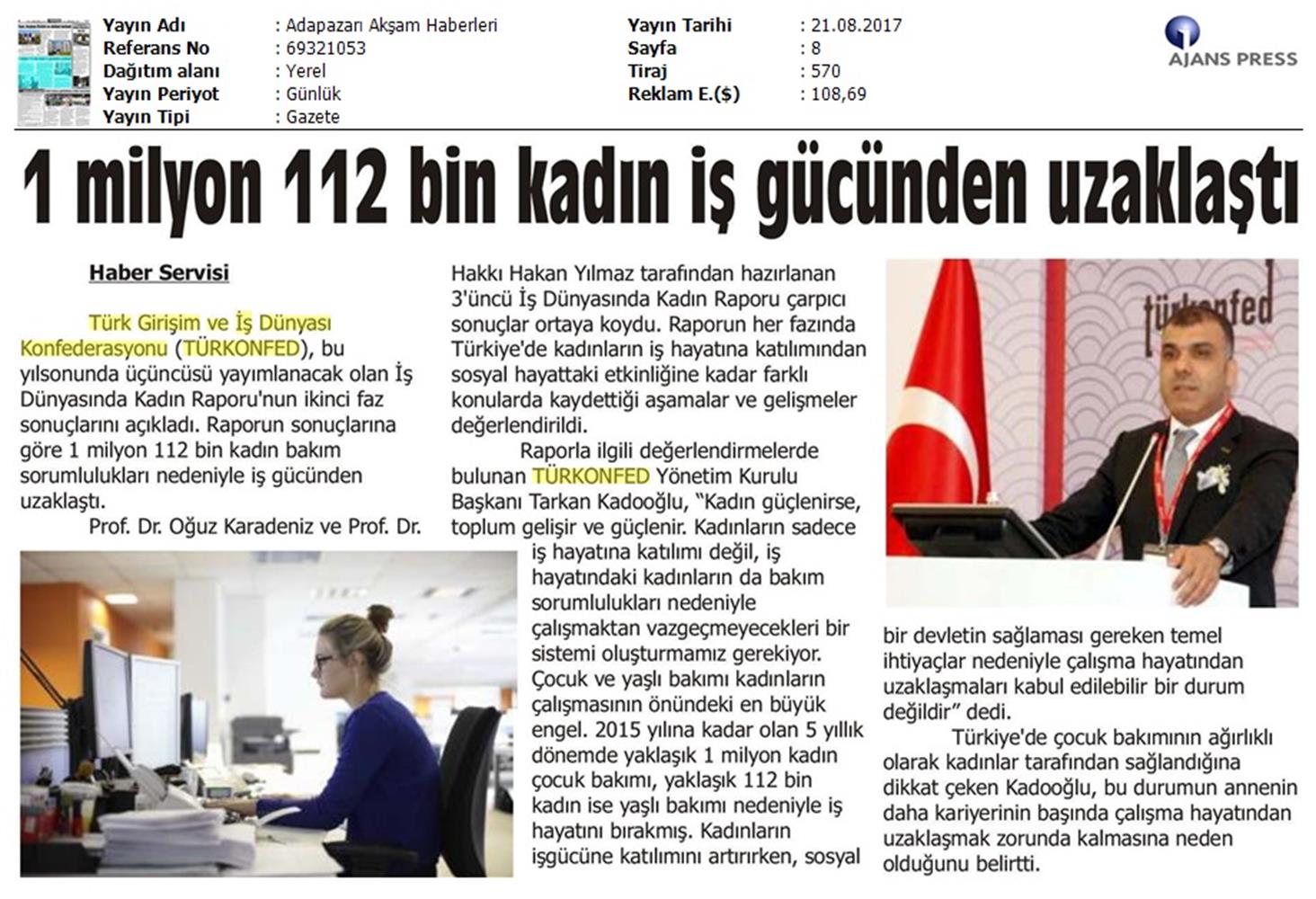 TÜRKONFED 3 Is Dunyasinda Kadin Raporu Ii Faz Basin Bulteni Medya Yansimalari 20 Agustos 2017 - 16