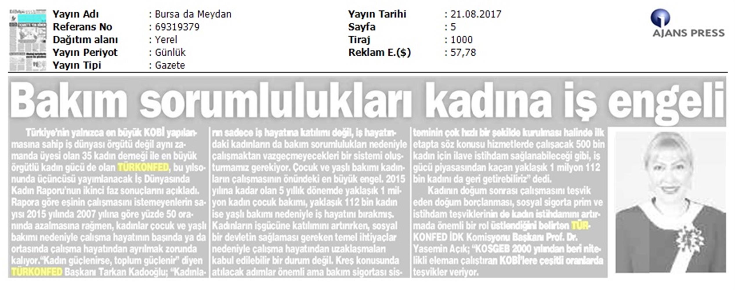 TÜRKONFED 3 Is Dunyasinda Kadin Raporu Ii Faz Basin Bulteni Medya Yansimalari 20 Agustos 2017 - 21