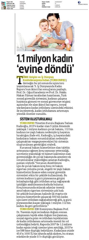 TÜRKONFED 3 Is Dunyasinda Kadin Raporu Ii Faz Basin Bulteni Medya Yansimalari 20 Agustos 2017 - 22