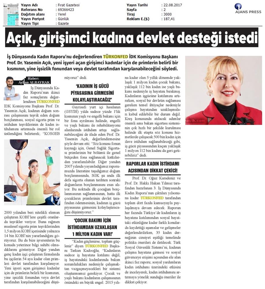 TÜRKONFED 3 Is Dunyasinda Kadin Raporu Ii Faz Basin Bulteni Medya Yansimalari 20 Agustos 2017 - 32