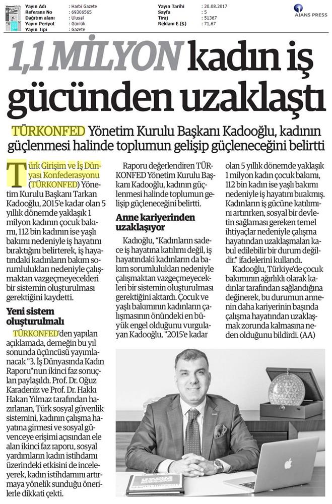 TÜRKONFED 3 Is Dunyasinda Kadin Raporu Ii Faz Basin Bulteni Medya Yansimalari 20 Agustos 2017 - 33