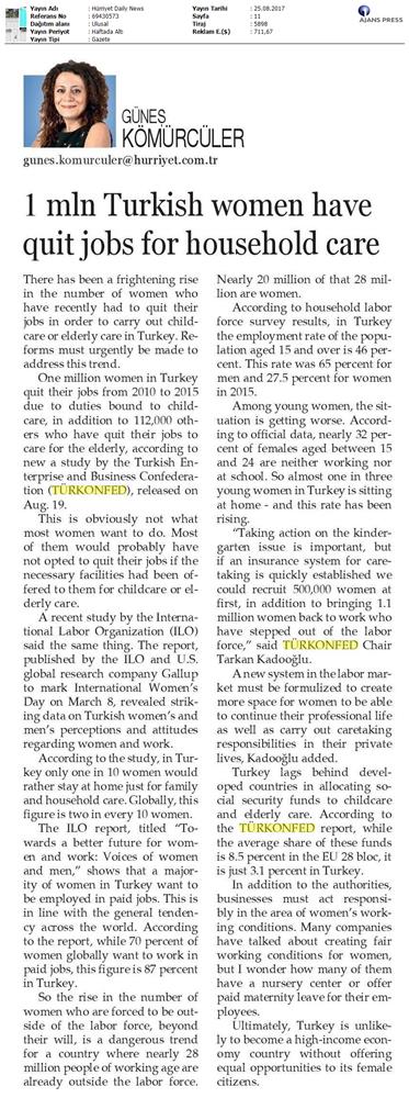 TÜRKONFED 3 Is Dunyasinda Kadin Raporu Ii Faz Basin Bulteni Medya Yansimalari 20 Agustos 2017 - 34