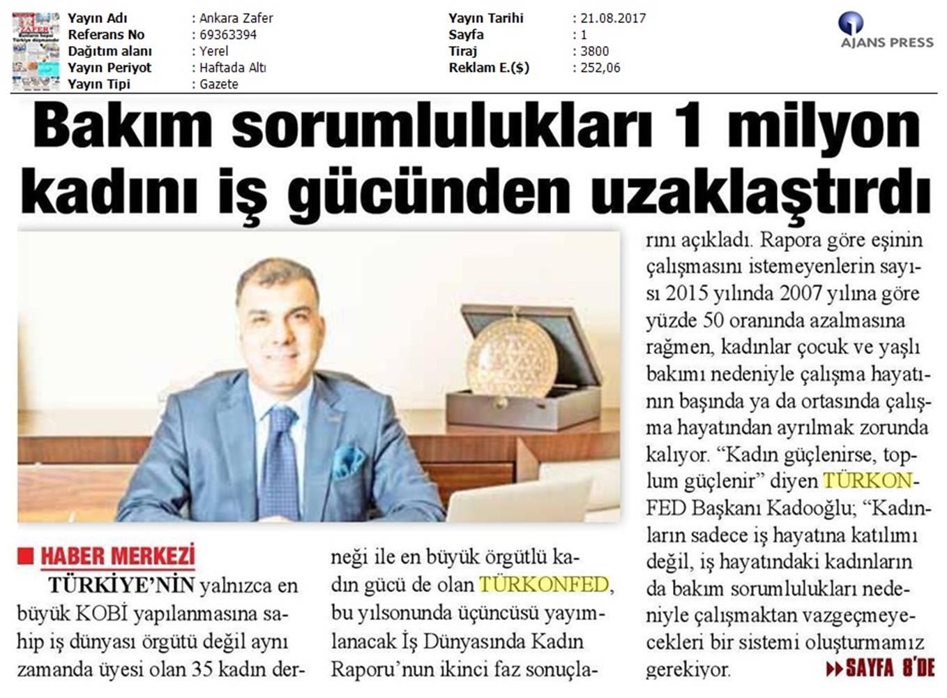 TÜRKONFED 3 Is Dunyasinda Kadin Raporu Ii Faz Basin Bulteni Medya Yansimalari 20 Agustos 2017 - 42