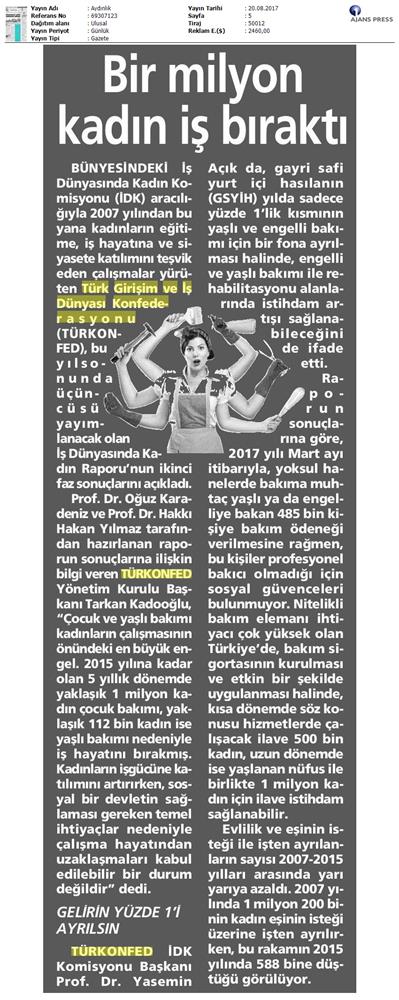 TÜRKONFED 3 Is Dunyasinda Kadin Raporu Ii Faz Basin Bulteni Medya Yansimalari 20 Agustos 2017 - 45