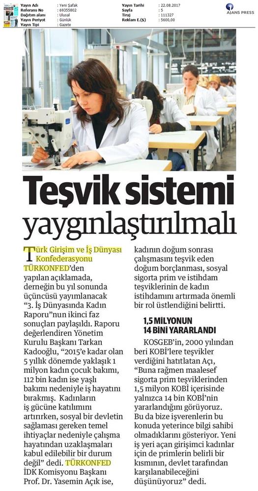 TÜRKONFED 3 Is Dunyasinda Kadin Raporu Ii Faz Basin Bulteni Medya Yansimalari 20 Agustos 2017 - 55