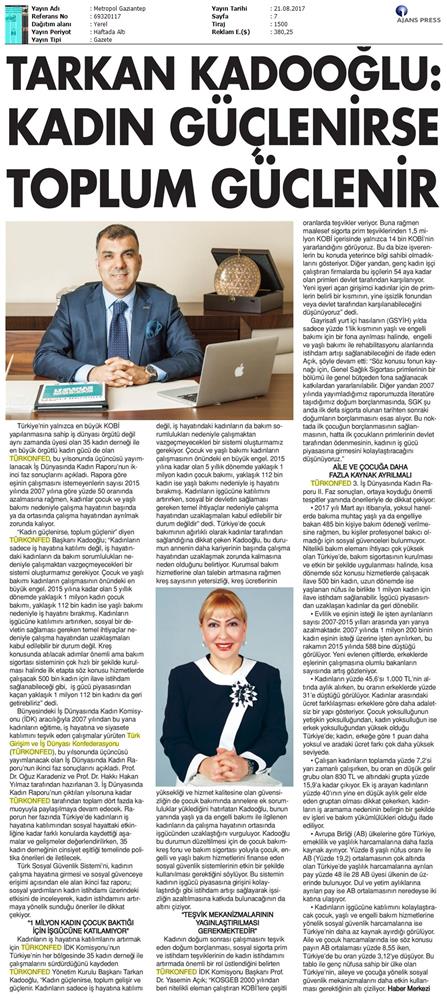 TÜRKONFED 3 Is Dunyasinda Kadin Raporu Ii Faz Basin Bulteni Medya Yansimalari 20 Agustos 2017 - 56