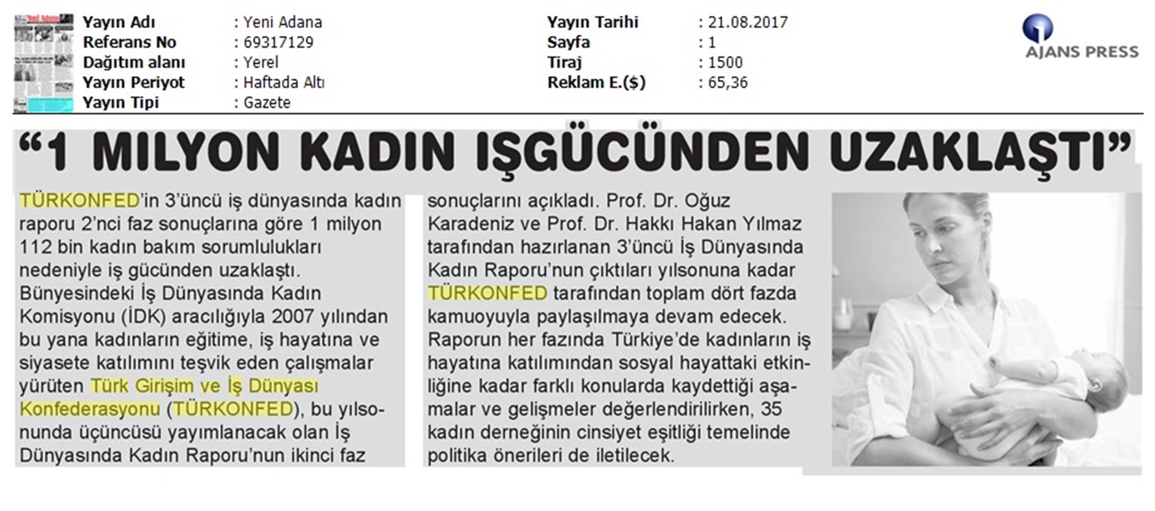 TÜRKONFED 3 Is Dunyasinda Kadin Raporu Ii Faz Basin Bulteni Medya Yansimalari 20 Agustos 2017 - 59