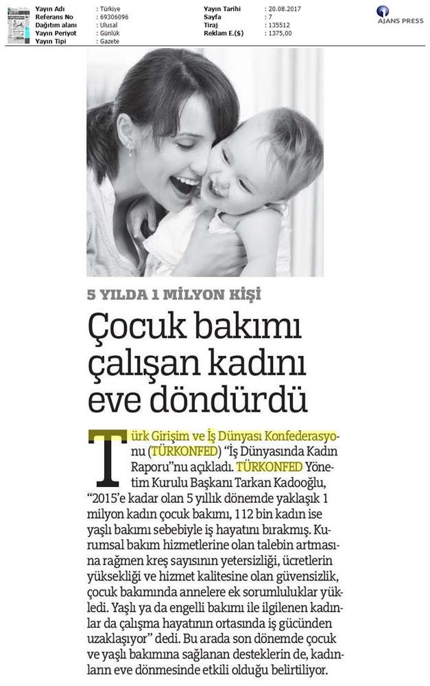 TÜRKONFED 3 Is Dunyasinda Kadin Raporu Ii Faz Basin Bulteni Medya Yansimalari 20 Agustos 2017 - 74