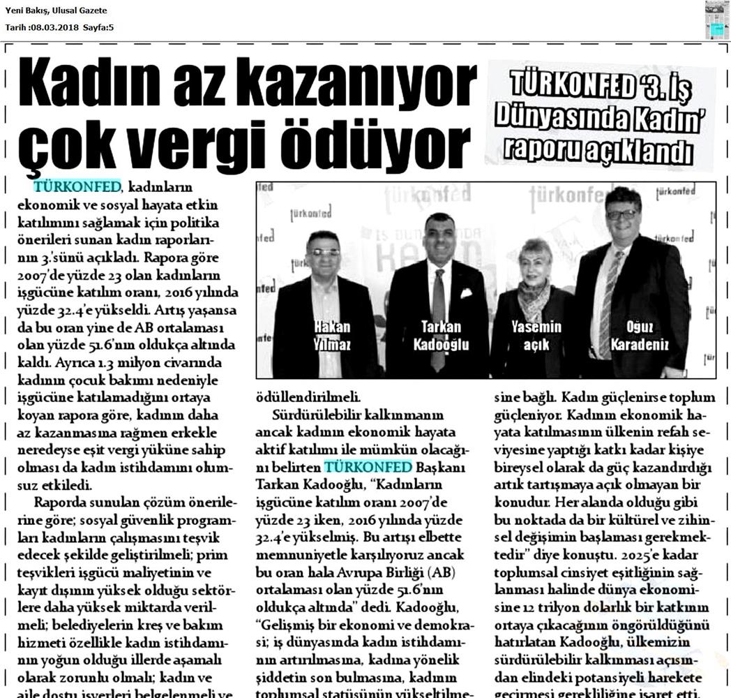 TÜRKONFED 3 Is Dunyasinda Kadin Raporu Medya Yansimalari 7 Mart 2018 - 6