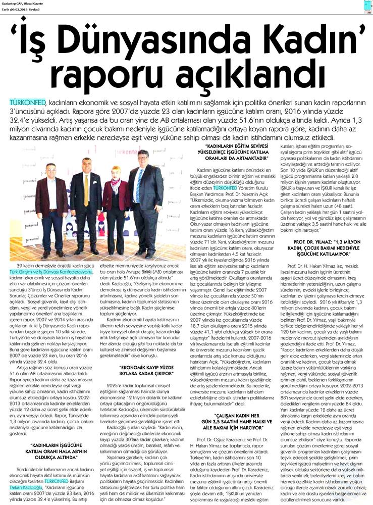 TÜRKONFED 3 Is Dunyasinda Kadin Raporu Medya Yansimalari 7 Mart 2018 - 13