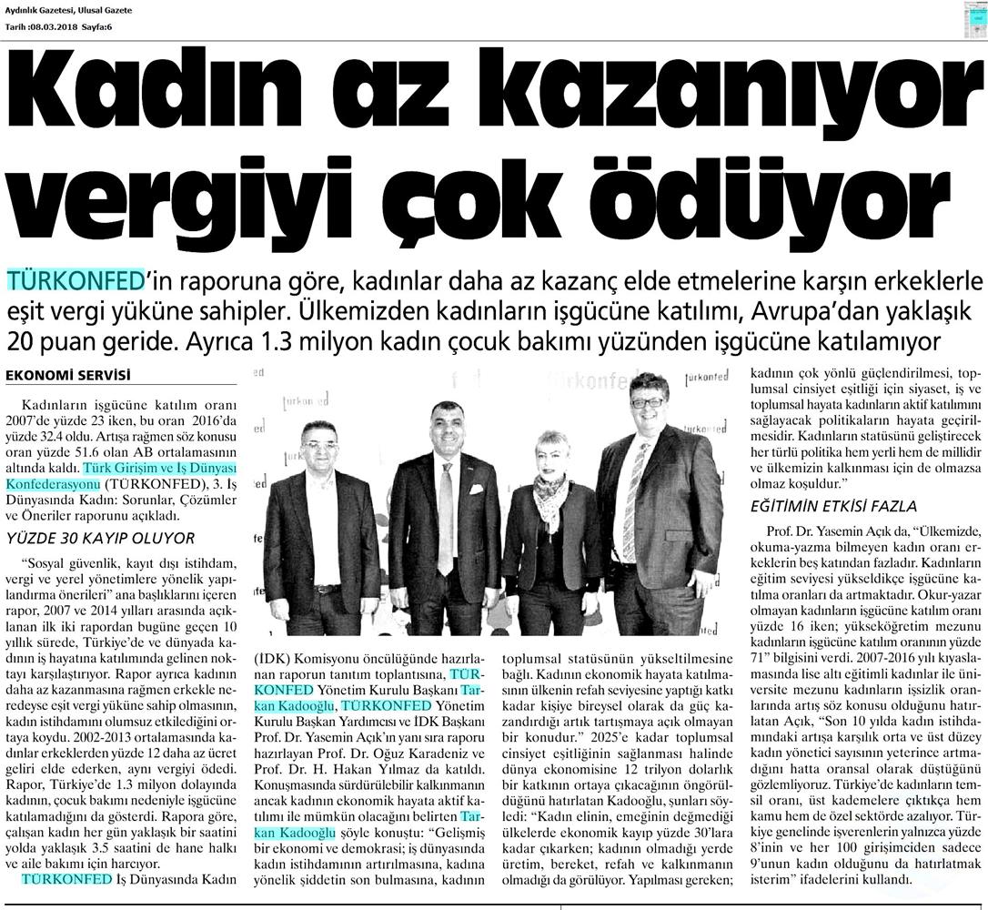 TÜRKONFED 3 Is Dunyasinda Kadin Raporu Medya Yansimalari 7 Mart 2018 - 21