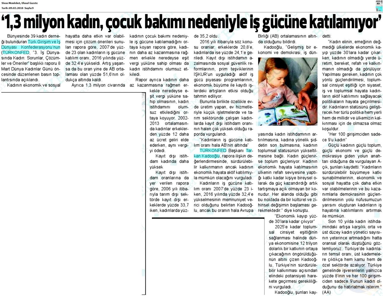 TÜRKONFED 3 Is Dunyasinda Kadin Raporu Medya Yansimalari 7 Mart 2018 - 26