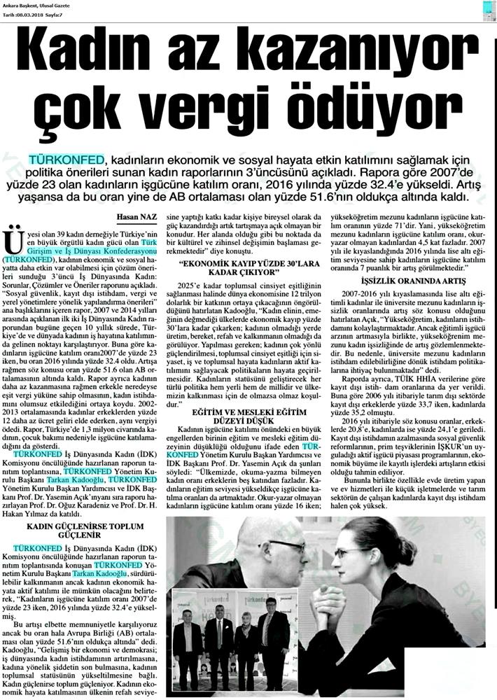 TÜRKONFED 3 Is Dunyasinda Kadin Raporu Medya Yansimalari 7 Mart 2018 - 32