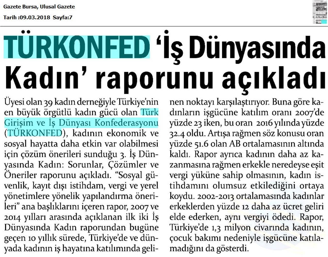 TÜRKONFED 3 Is Dunyasinda Kadin Raporu Medya Yansimalari 7 Mart 2018 - 53