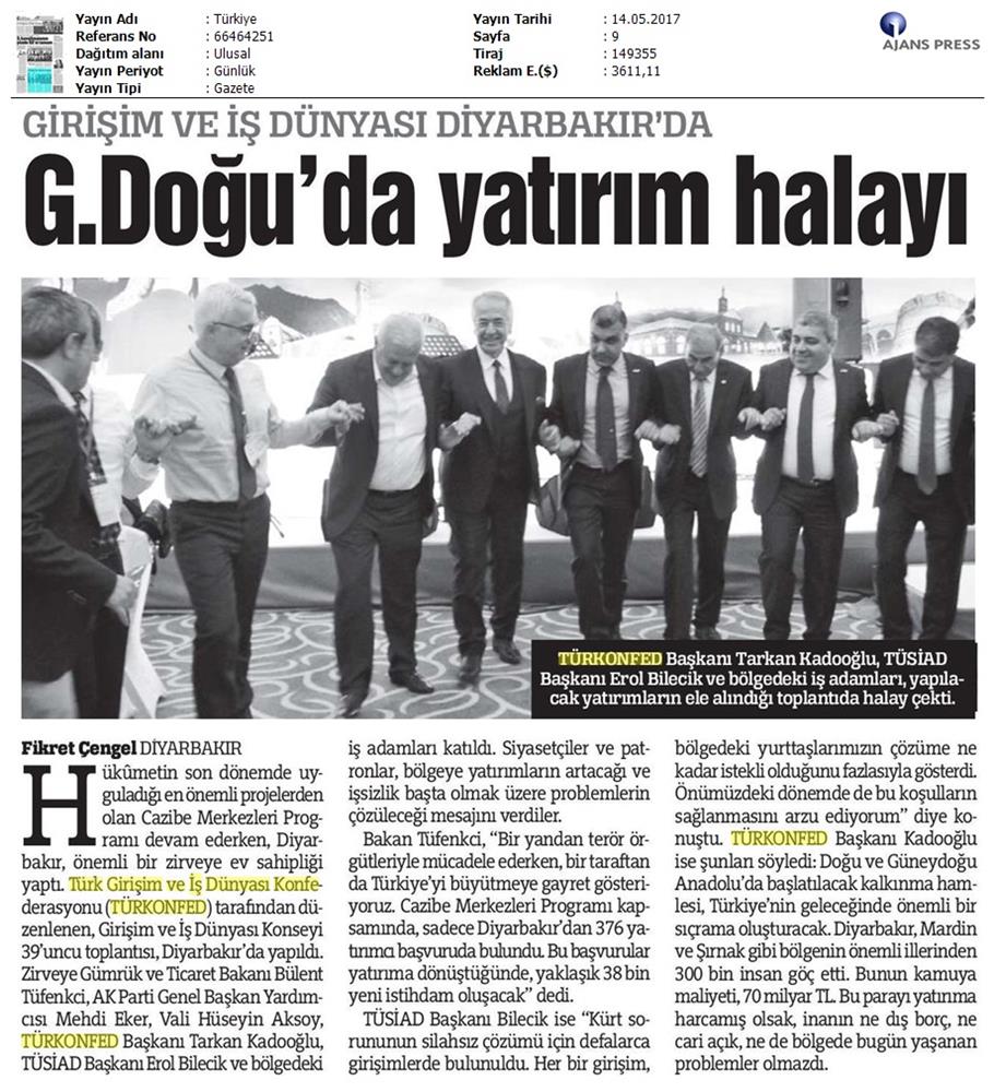TÜRKONFED 39 Girişim Ve Is Dunyasi Konseyi Basin Yansimalari 13 Mayis 2017 - 5