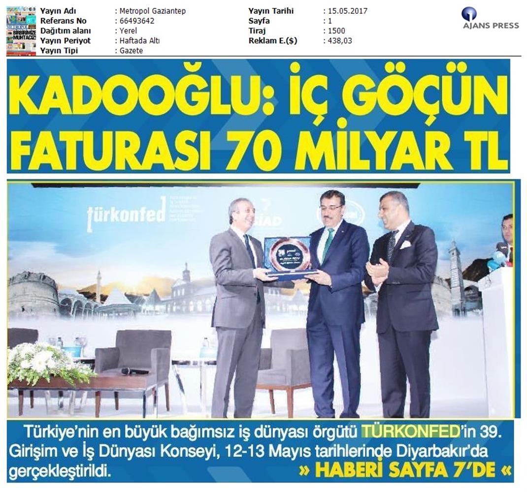 TÜRKONFED 39 Girişim Ve Is Dunyasi Konseyi Basin Yansimalari 13 Mayis 2017 - 7