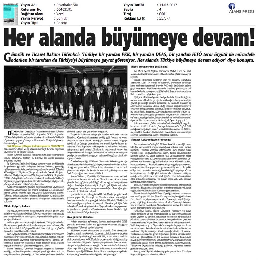 TÜRKONFED 39 Girişim Ve Is Dunyasi Konseyi Basin Yansimalari 13 Mayis 2017 - 11