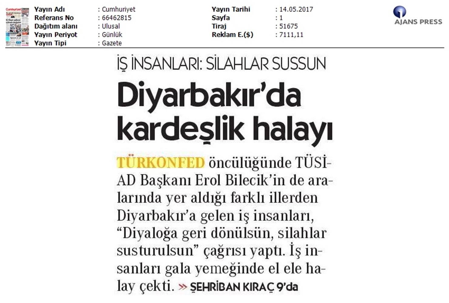 TÜRKONFED 39 Girişim Ve Is Dunyasi Konseyi Basin Yansimalari 13 Mayis 2017 - 18