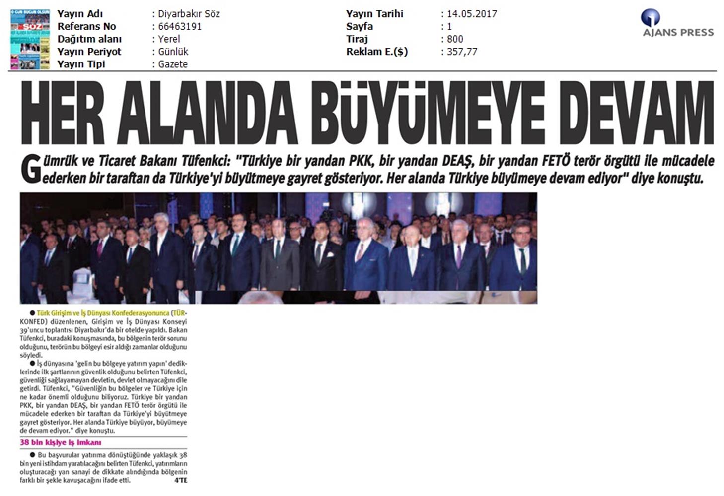 TÜRKONFED 39 Girişim Ve Is Dunyasi Konseyi Basin Yansimalari 13 Mayis 2017 - 20