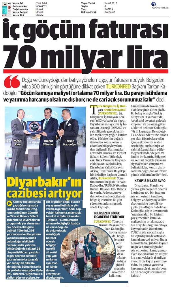 TÜRKONFED 39 Girişim Ve Is Dunyasi Konseyi Basin Yansimalari 13 Mayis 2017 - 26