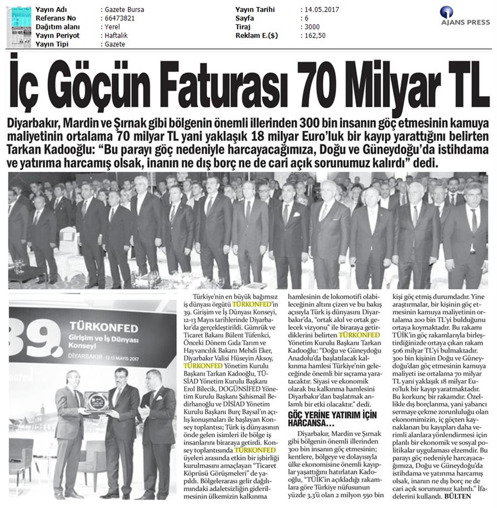 TÜRKONFED 39 Girişim Ve Is Dunyasi Konseyi Basin Yansimalari 13 Mayis 2017 - 39