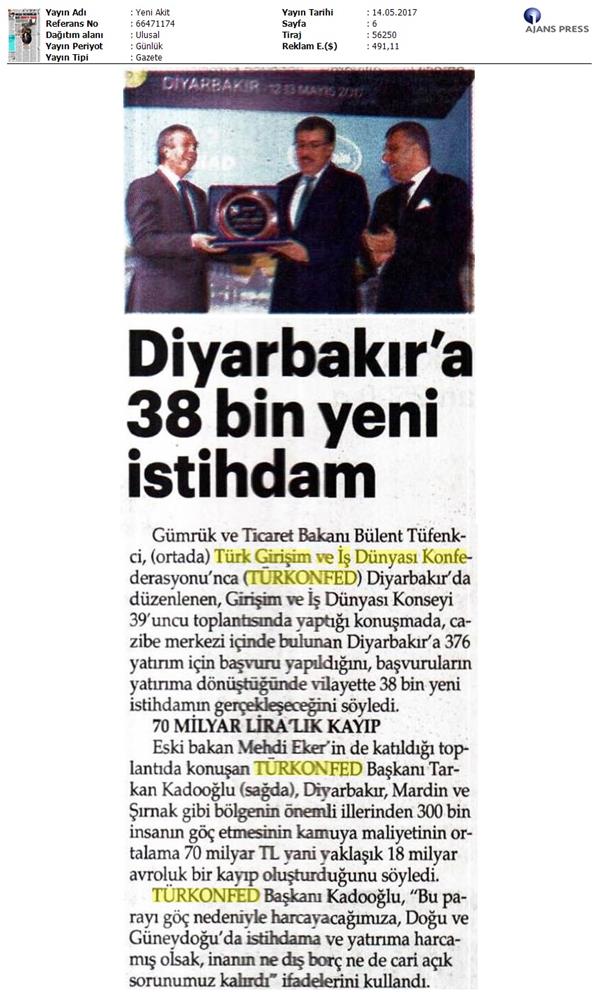 TÜRKONFED 39 Girişim Ve Is Dunyasi Konseyi Basin Yansimalari 13 Mayis 2017 - 40
