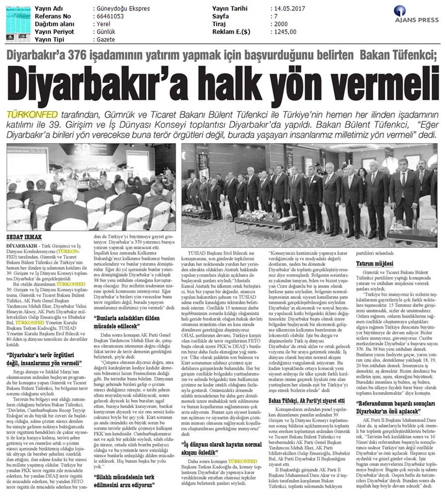 TÜRKONFED 39 Girişim Ve Is Dunyasi Konseyi Basin Yansimalari 13 Mayis 2017 - 47