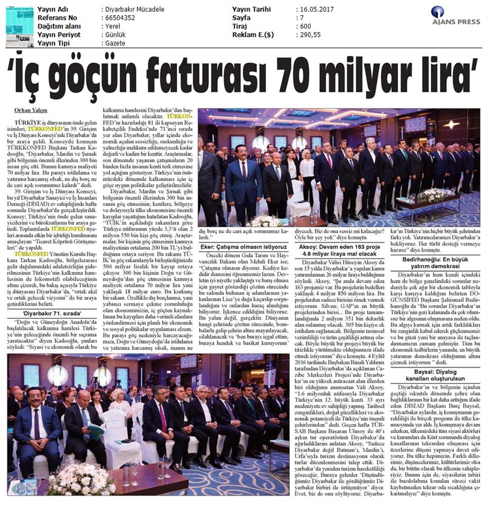 TÜRKONFED 39 Girişim Ve Is Dunyasi Konseyi Basin Yansimalari 13 Mayis 2017 - 48