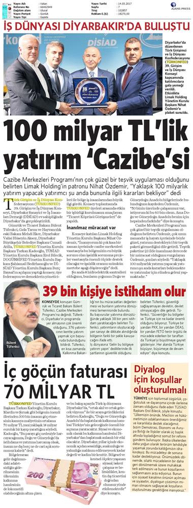 TÜRKONFED 39 Girişim Ve Is Dunyasi Konseyi Basin Yansimalari 13 Mayis 2017 - 52