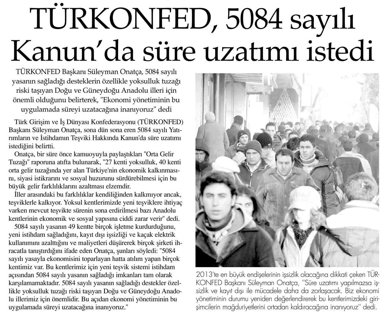 TÜRKONFED 5084 Sayili Kanunda Sure Uzatimi Istedi - 2