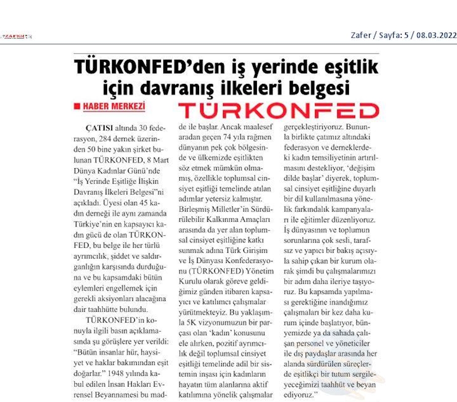 TÜRKONFED 8 Mart Dunya Kadinlar Gunu Basin Aciklamasi 8 Mart 2022 - 2
