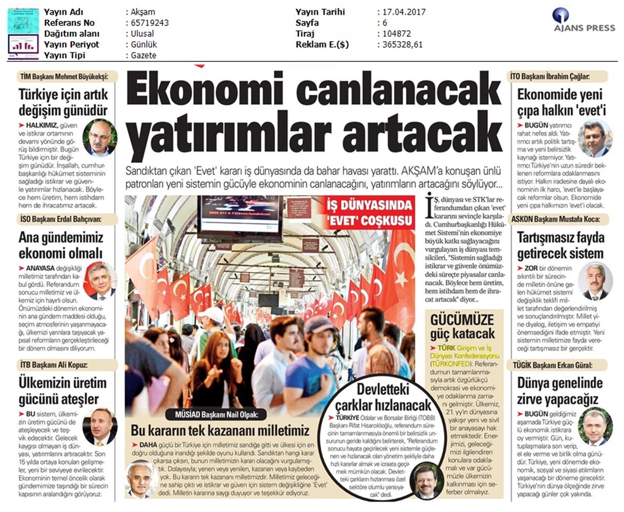 TÜRKONFED Anayasa Referandumu Basin Aciklamasi Medya Yansimalari 17 Nisan 2017 - 5