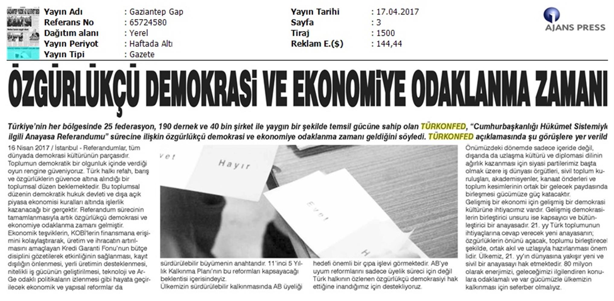 TÜRKONFED Anayasa Referandumu Basin Aciklamasi Medya Yansimalari 17 Nisan 2017 - 7