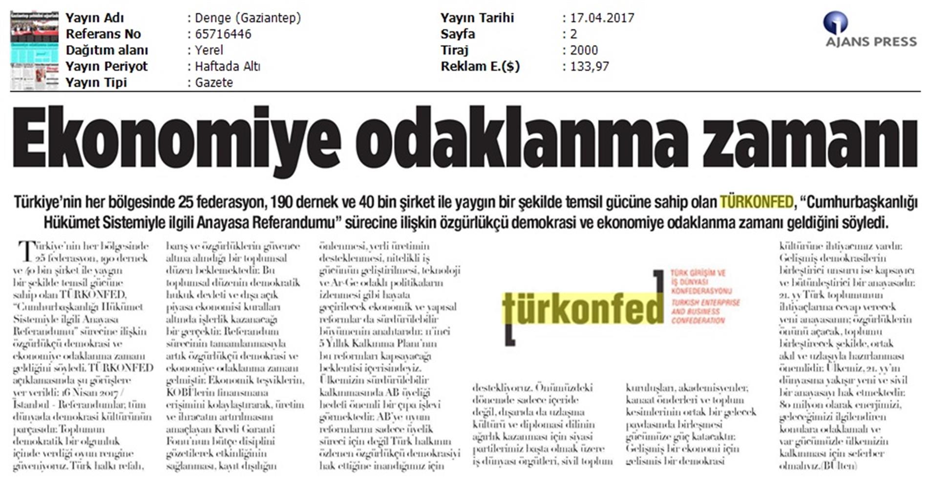 TÜRKONFED Anayasa Referandumu Basin Aciklamasi Medya Yansimalari 17 Nisan 2017 - 15