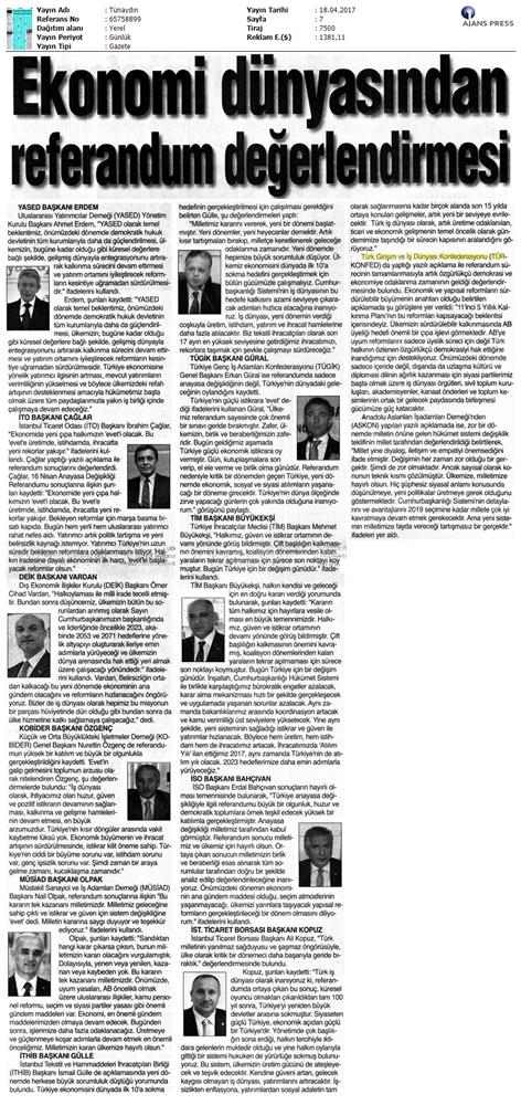 TÜRKONFED Anayasa Referandumu Basin Aciklamasi Medya Yansimalari 17 Nisan 2017 - 22