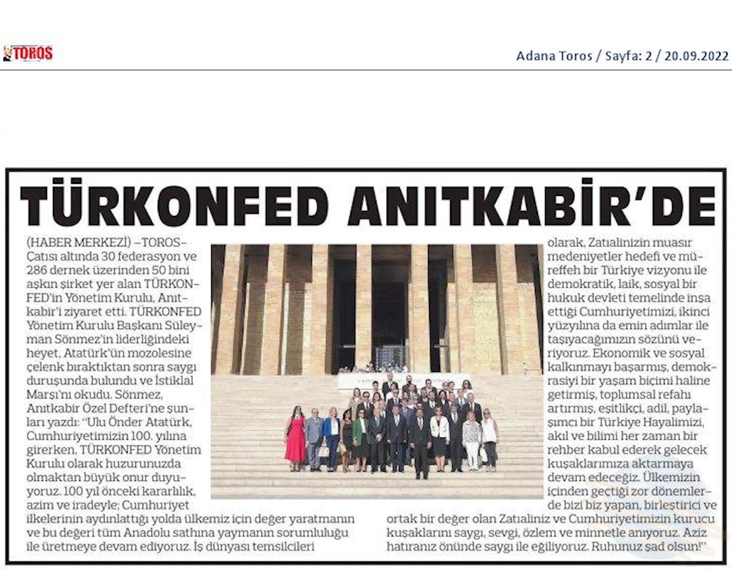 TÜRKONFED Anitkabir Ziyareti 15 Eylul 2022 Ankara - 2