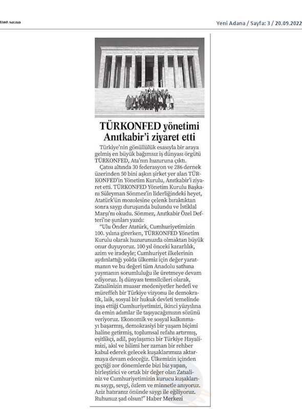 TÜRKONFED Anitkabir Ziyareti 15 Eylul 2022 Ankara - 6