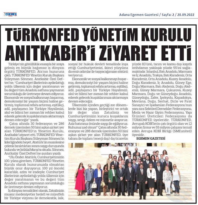TÜRKONFED Anitkabir Ziyareti 15 Eylul 2022 Ankara - 7