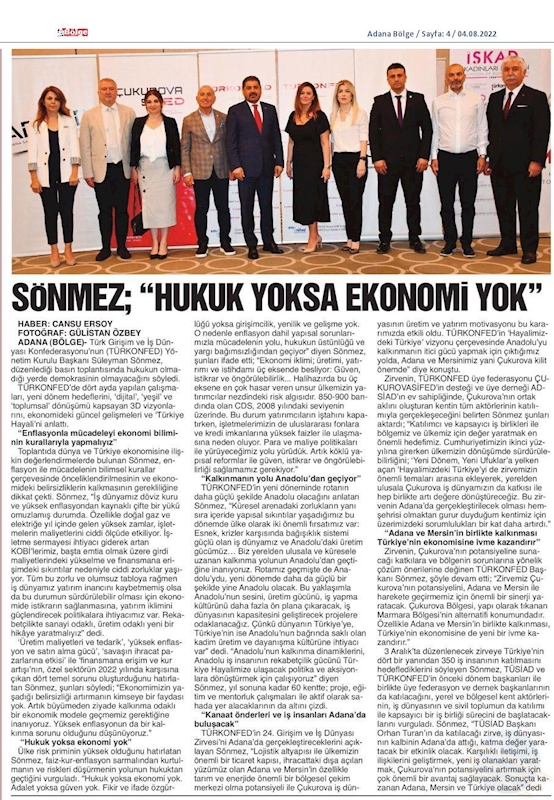 TÜRKONFED Basin Toplantısı 3 Agustos 2022 Adana - 12