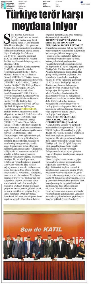 TÜRKONFED Basin Yansimalari Terore Hayir Kardeslige Evet - 10