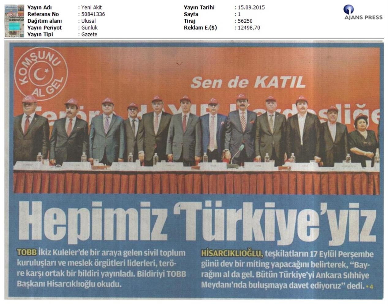 TÜRKONFED Basin Yansimalari Terore Hayir Kardeslige Evet - 13