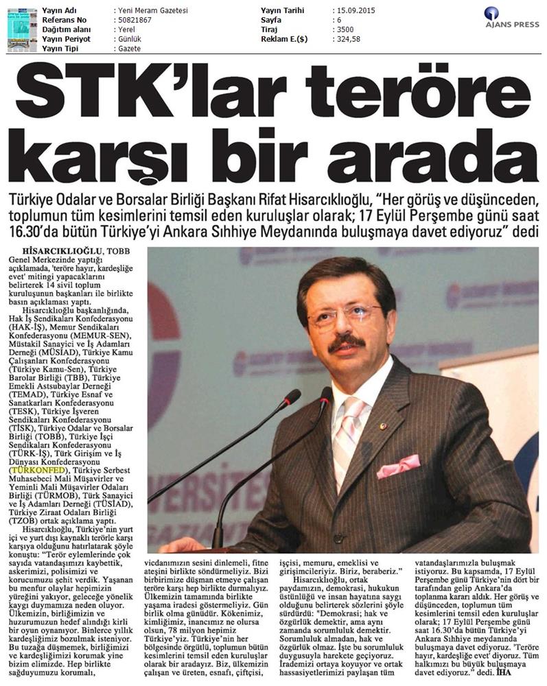 TÜRKONFED Basin Yansimalari Terore Hayir Kardeslige Evet - 34