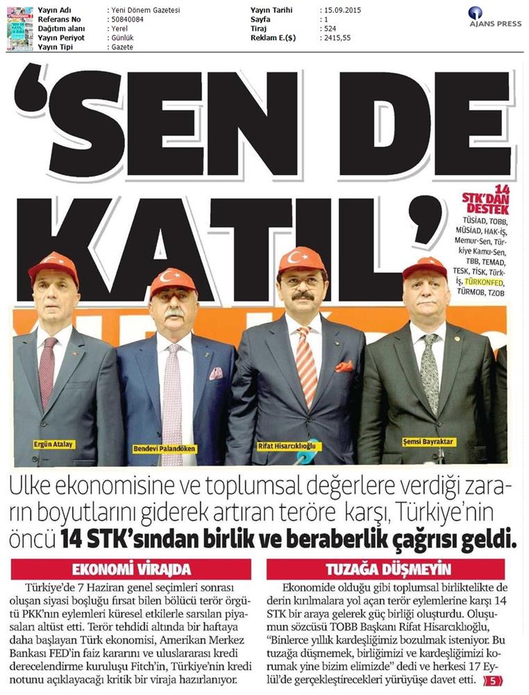TÜRKONFED Basin Yansimalari Terore Hayir Kardeslige Evet - 36