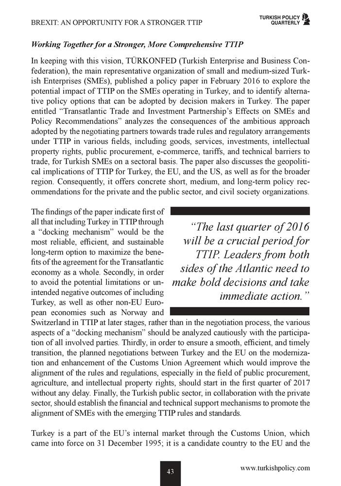 TÜRKONFED Başkani Kadooğlunun Tpq Dergisi Brexit Ve Ttip Makalesi Summer 2016 - 4