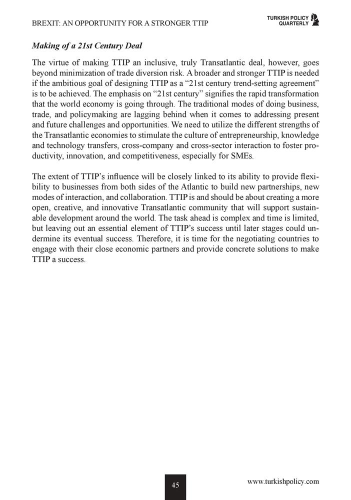 TÜRKONFED Başkani Kadooğlunun Tpq Dergisi Brexit Ve Ttip Makalesi Summer 2016 - 5